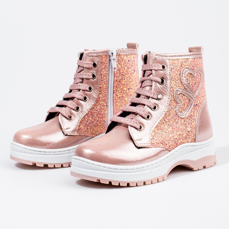 W. Potocki Cizme pentru fete cu sclipici Potocki roz 2