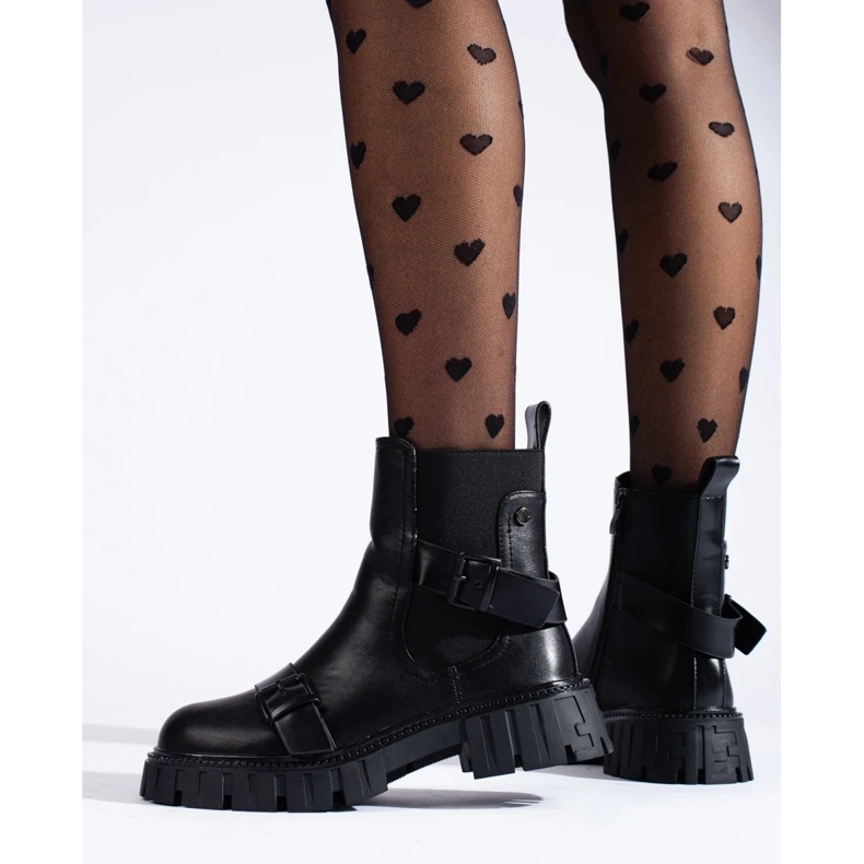 Cizme Chelsea de dama pe platforma negru 1