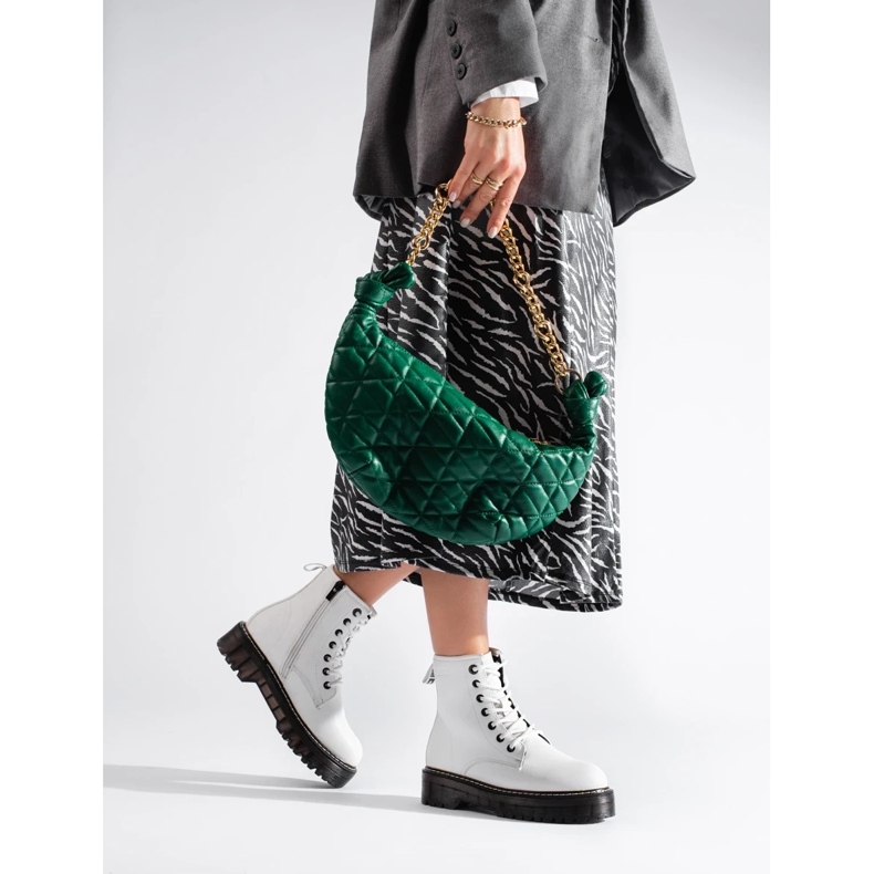 Cizme albe de dama cu siret Big Star KK274536 2