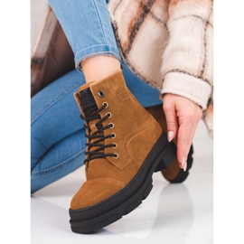 Pantofi de dama din piele Big Star KK274524 maro 2