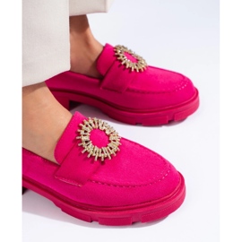 Pantofi dama din piele intoarsa fucsia roz 1