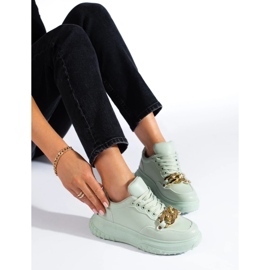 Adidasi de dama verde deschis cu lant 2