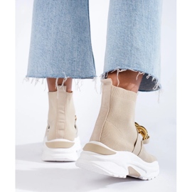 Adidași de damă Shelovet cu șosetă bej 1