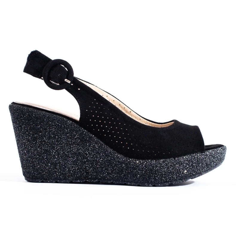 Sandale de damă Shelovet negre cu pană negru 1