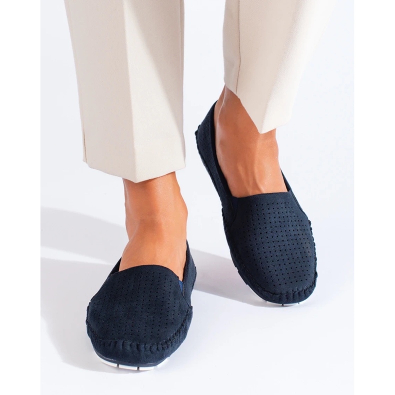 Mocasini cu slip-on Shelovet de damă bleumarin albastru 2