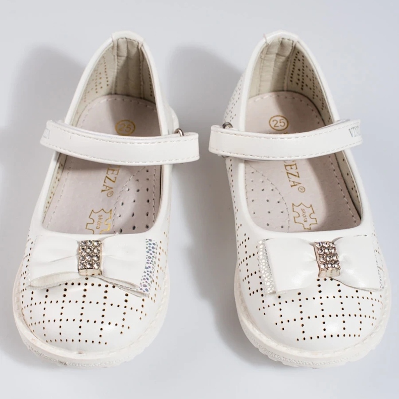 Balerini ajurati pentru fete Vinceza alb 2