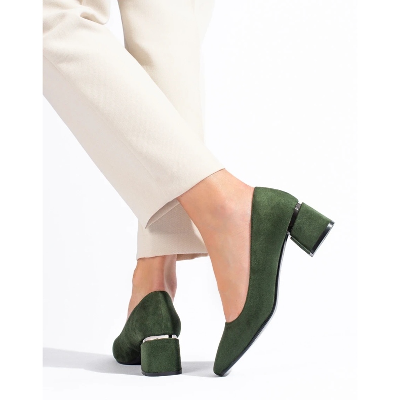 Pompe verzi cu toc mic Vinceza dama verde 1