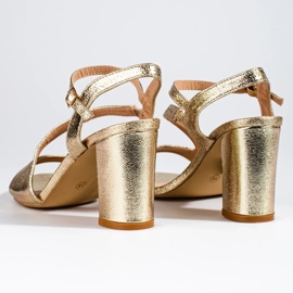 Sandale de dama elegante Shelovet aurii pe post negru 1