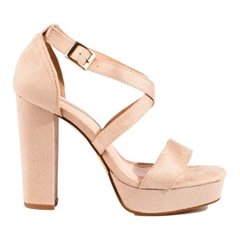 Sandale bej Shelovet cu toc inalt 1