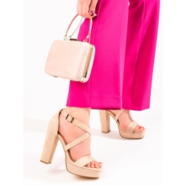 Sandale bej Shelovet cu toc inalt 2