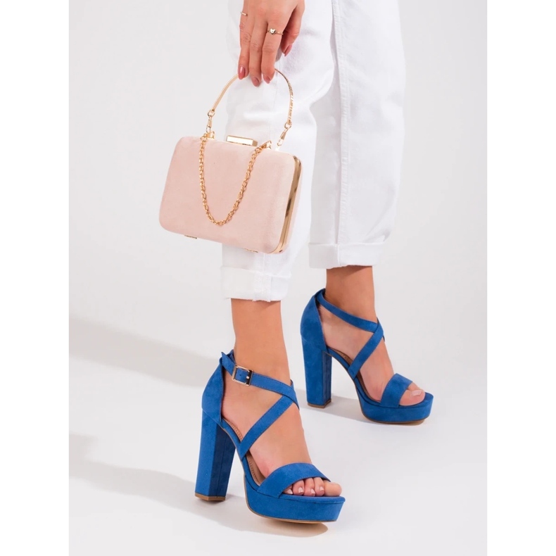 Sandale albastre Shelovet cu toc inalt albastru 2