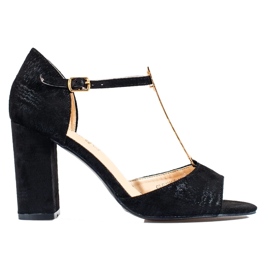 Sandale clasice Shelovet cu toc înalt pentru femei negre negru 1