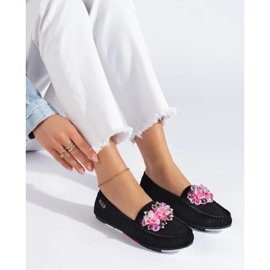 Mocasini Shelovet de dama din piele intoarsa neagra negru 1