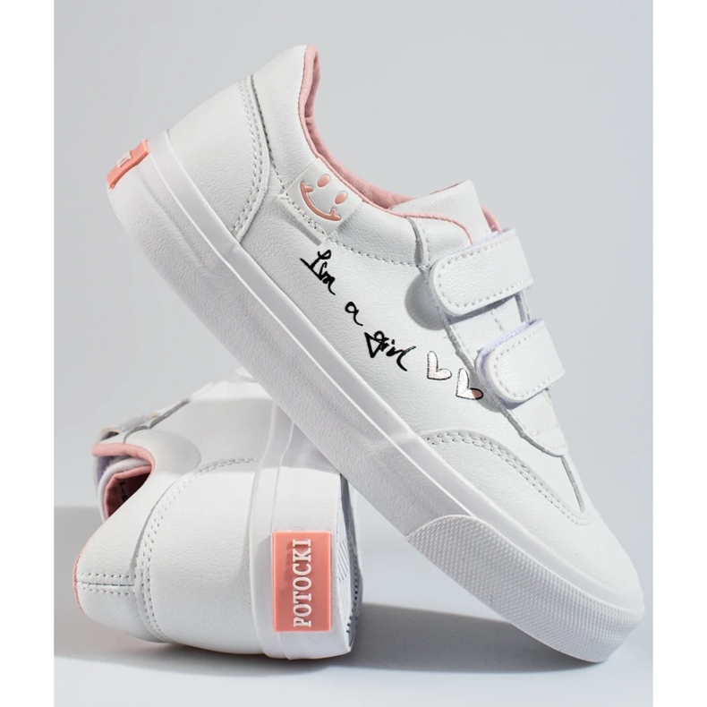 W. Potocki Pantofi sport cu velcro pentru fete Potocki alb 2