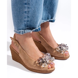 W. Potocki Sandale cu pană espadrile de damă bej de la Potocki 1