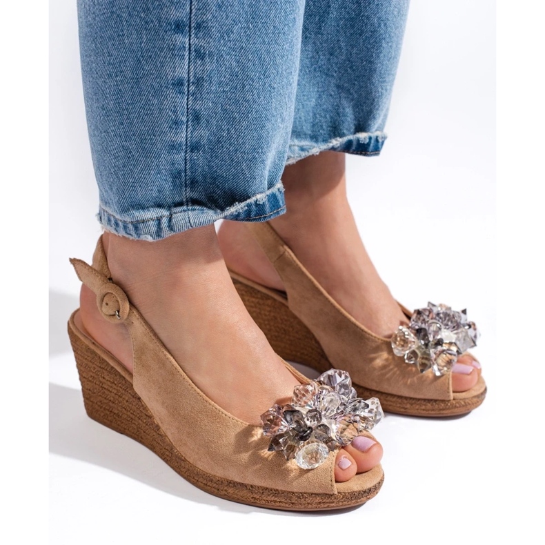 W. Potocki Sandale cu pană espadrile de damă bej de la Potocki 1