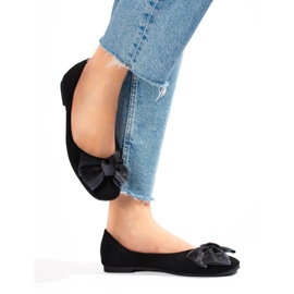 Balerini de dama din piele intoarsa cu fundita Shelovet negru 1