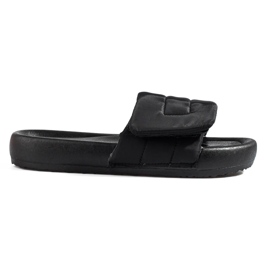Papuci de dama negri cu velcro Shelovet negru 1 Papuci de dama negri cu velcro Shelovet negru 1
