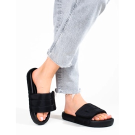 Papuci de dama negri cu velcro Shelovet negru 2 Papuci de dama negri cu velcro Shelovet negru 2