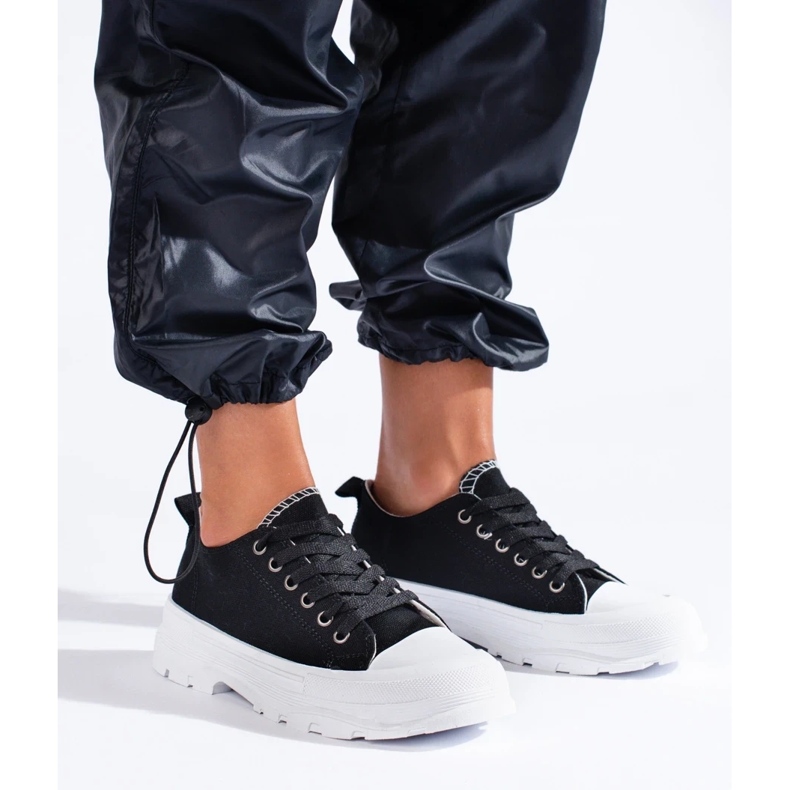 Tenisi clasici cu platformă Shelovet negru 1