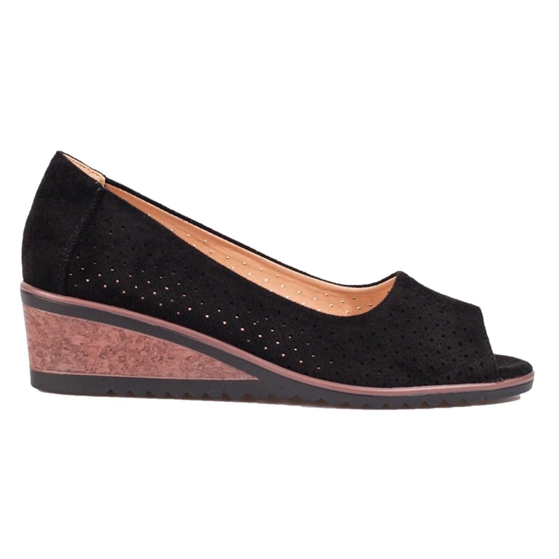 W. Potocki Pompe cu pană din piele intoarsa ajurata pentru dama Potocki negru 2