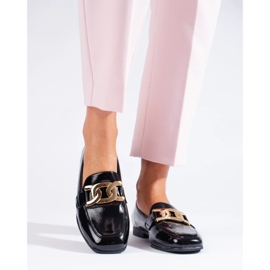 Pantofi de dama negri lacuiti cu lant Shelovet negru 2