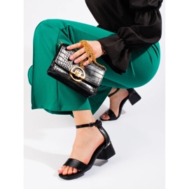 Sandale clasice negre cu toc mic de la Vinceza negru 1