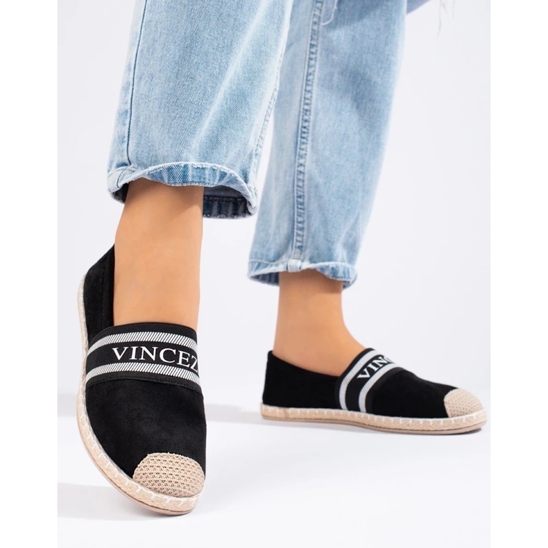 Espadrile de damă din piele intoarsa neagra de la Vinceza negru 1