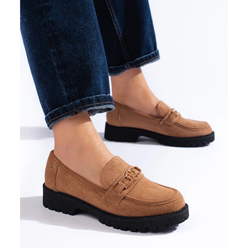 W. Potocki Mocasini de dama din piele intoarsa Potocki camel maro 2