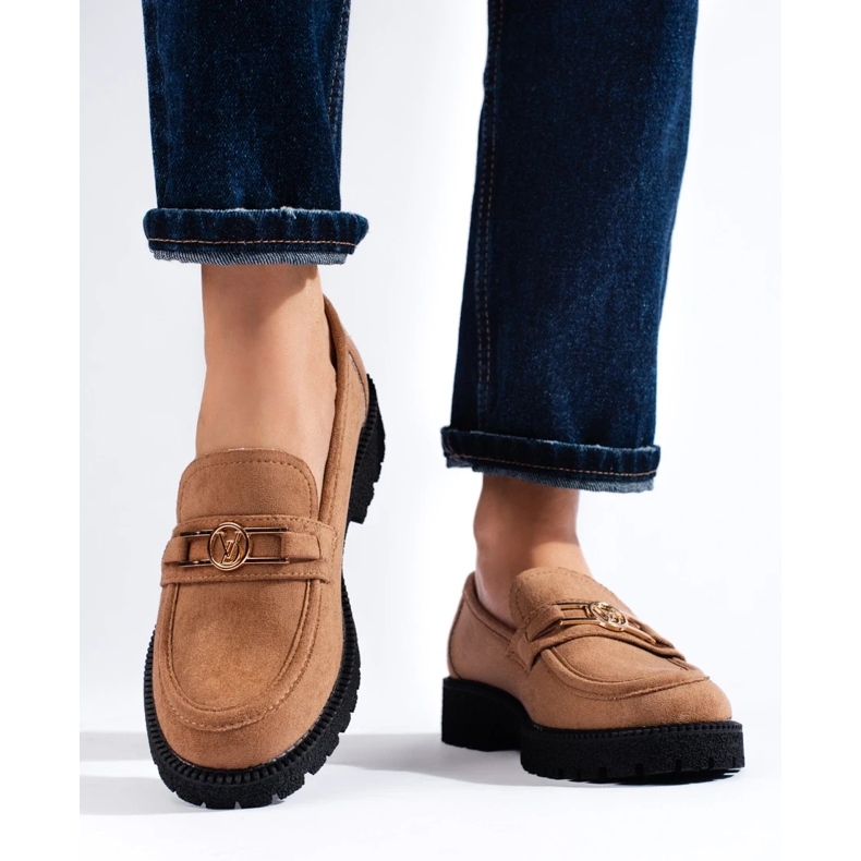 W. Potocki Mocasini de dama din piele intoarsa Potocki camel maro 1