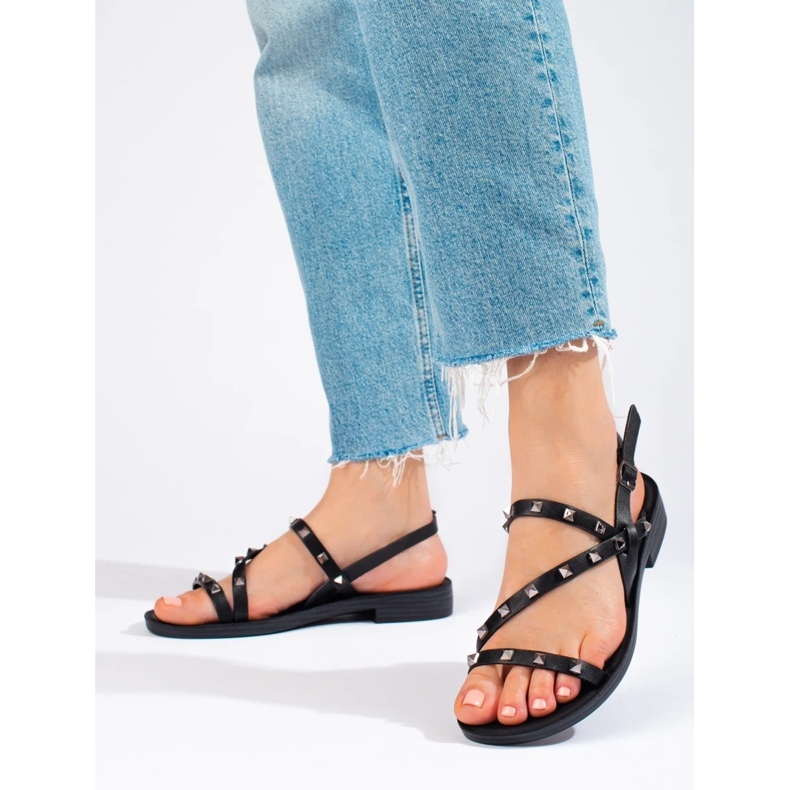 W. Potocki Sandale romane negre cu crampoane Potocki negru 2