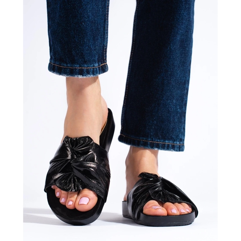 Sandale plate de damă Shelovet negre negru 2