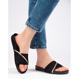 Flip-flops negri cu decor Shelovet auriu negru 1