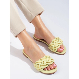 Papuci eleganti de tei pentru femei cu lant de la Shelovet verde 2