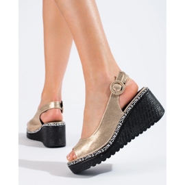 Sandale cu pană aurii Shelovet de aur 2