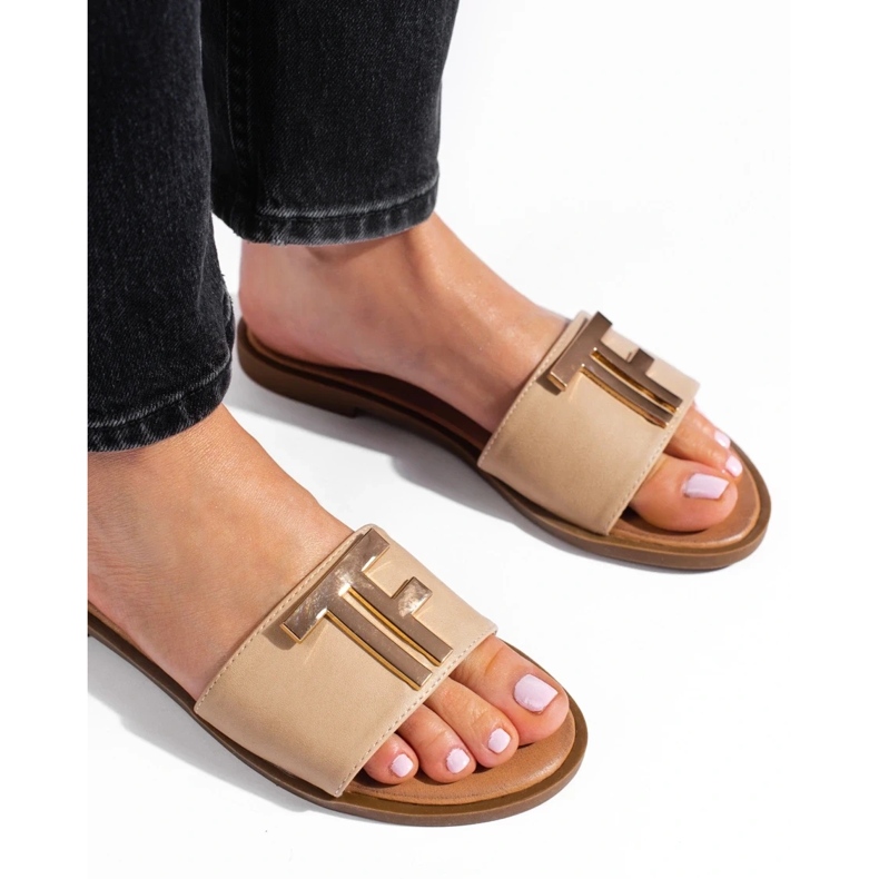 W. Potocki Sandale plate de damă bej de la Potocki 1