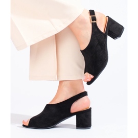 W. Potocki Sandale cu toc înalt ajurat Shelovet negre negru 1