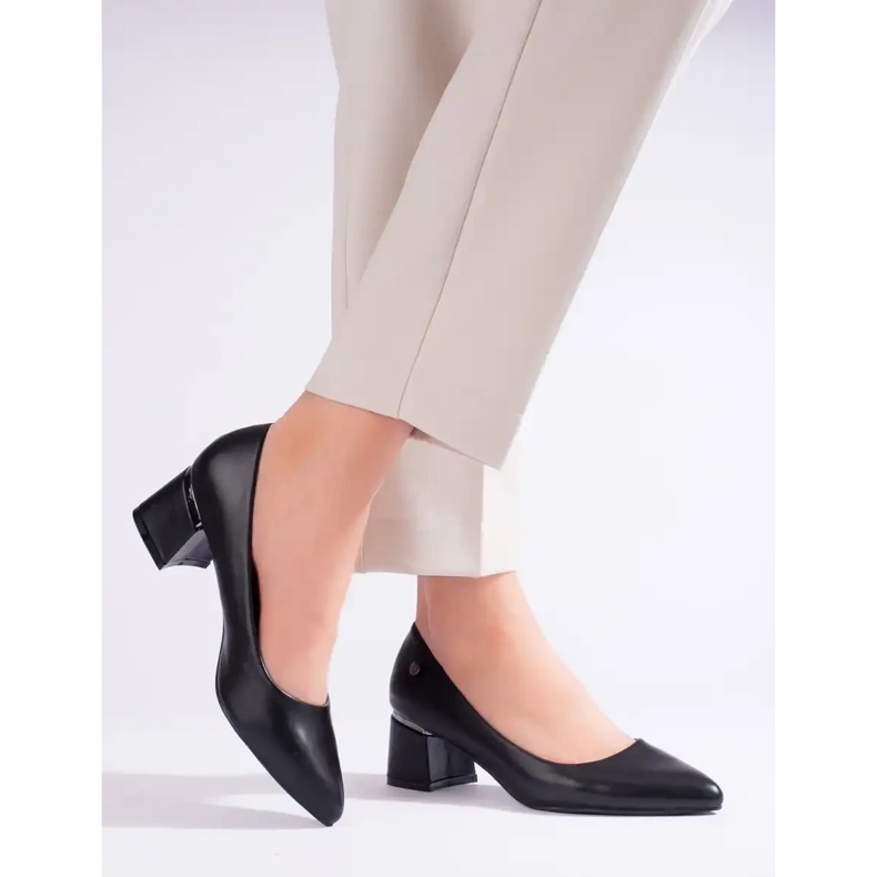 Pompi de dama cu toc mic, negri Vinceza negru 1