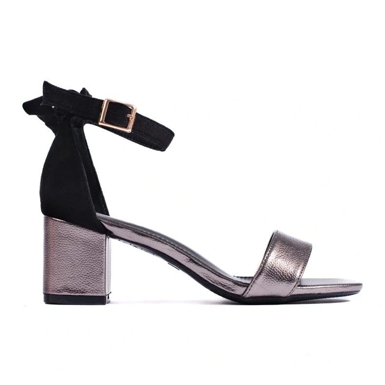 W. Potocki Sandale negre si argintii cu fundita de la Potocki negru 2