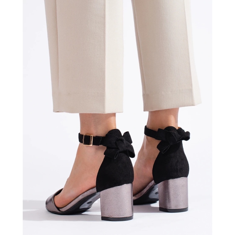 W. Potocki Sandale negre si argintii cu fundita de la Potocki negru 1