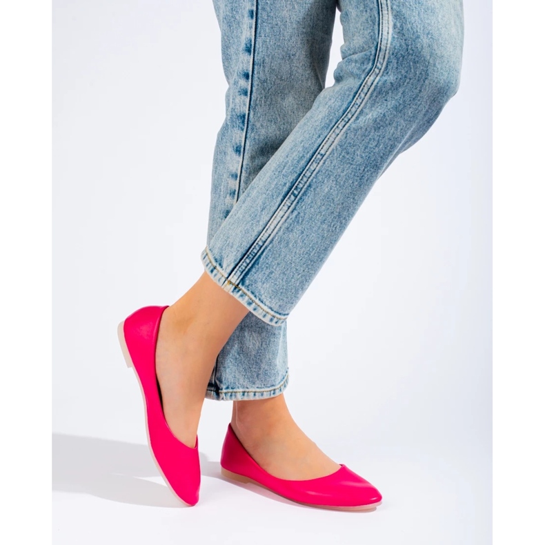 Balerini de dama roz din piele ecologica Shelovet 2