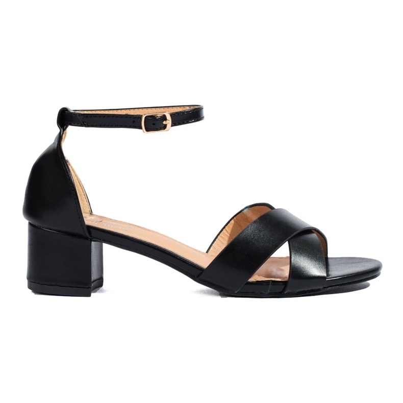 Sandale negre cu toc mic de la Shelovet negru 1
