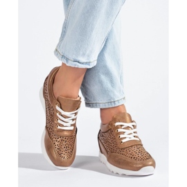 Tenisi ajurati cu pană ascunsă Shelovet maro 2 Tenisi ajurati cu pană ascunsă Shelovet maro 2