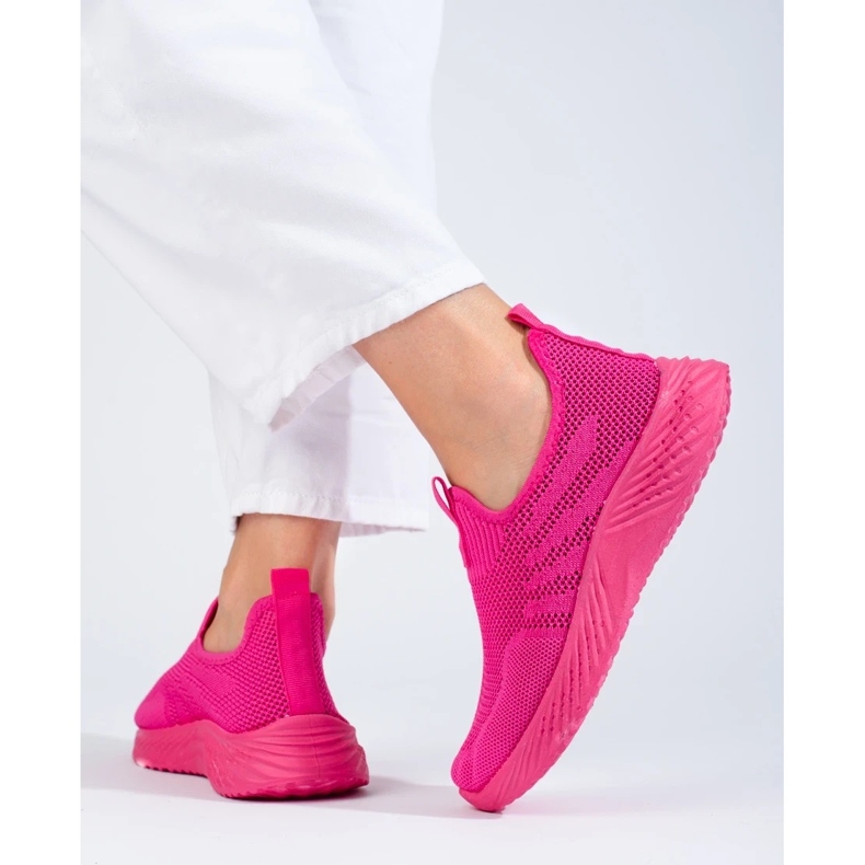 Pantofi sport ajurati de dama fucsia Shelovet roz 2