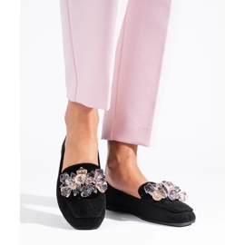 Lordi din piele intoarsa neagra cu cristale decorative Shelovet negru 2