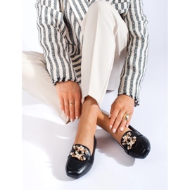 Mocasini negri de dama cu impodobire aurie de la Shelovet negru 2