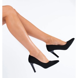 Pompe cu toc inalt din piele intoarsa neagra de la Shelovet negru 2