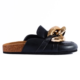 Tobogane negre cu un lanț Shelovet mare negru 2