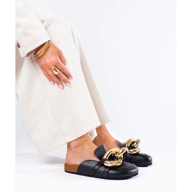 Tobogane negre cu un lanț Shelovet mare negru 1