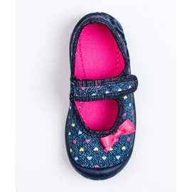 SHELOVET Papuci pentru fete cu inimioare velcro 3F albastru 1